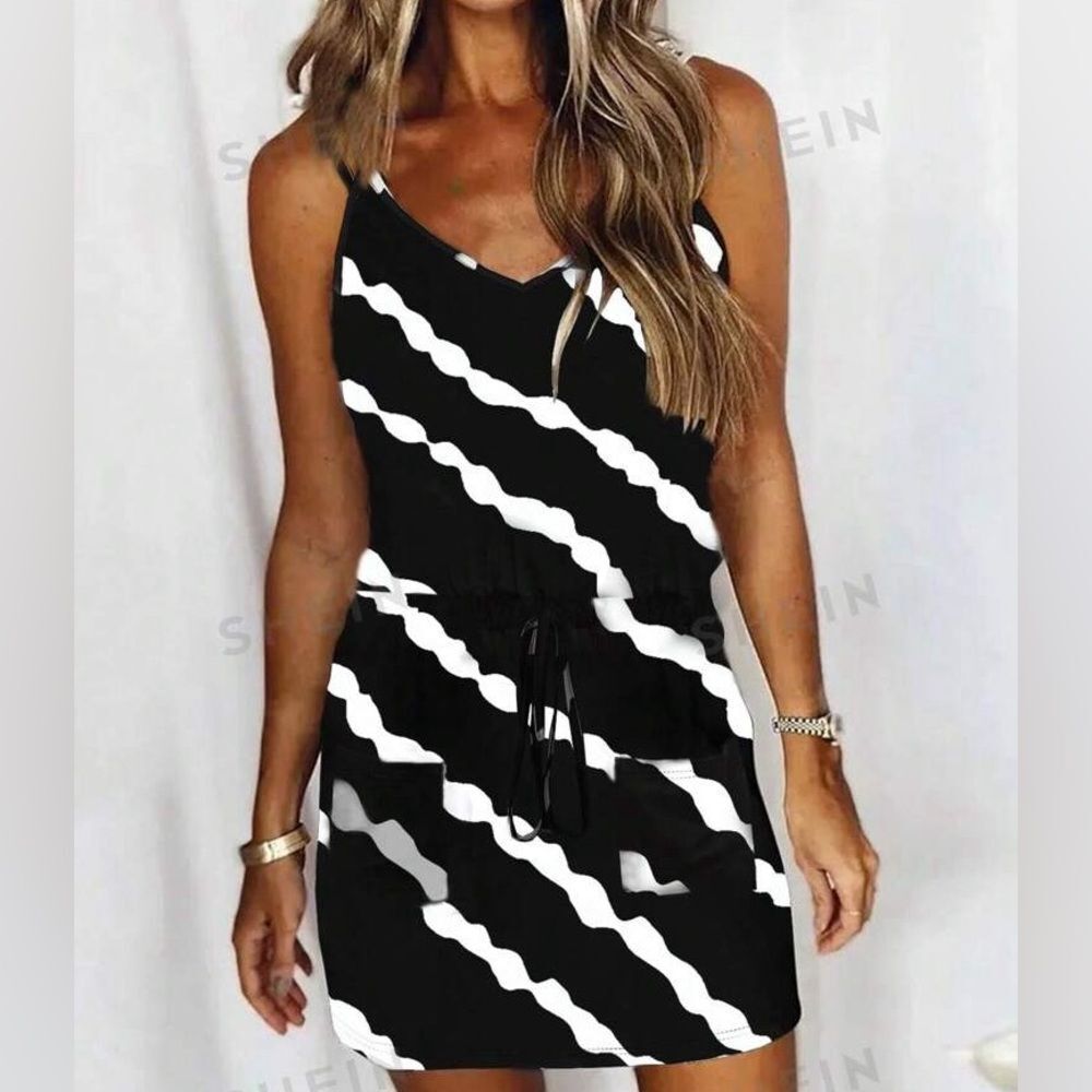Emery rose summer Casual Colorblock Striped Sling Dress large nwt